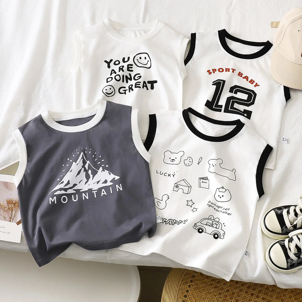 Comfortable Kids' Sleeveless Cotton Vests for Summer