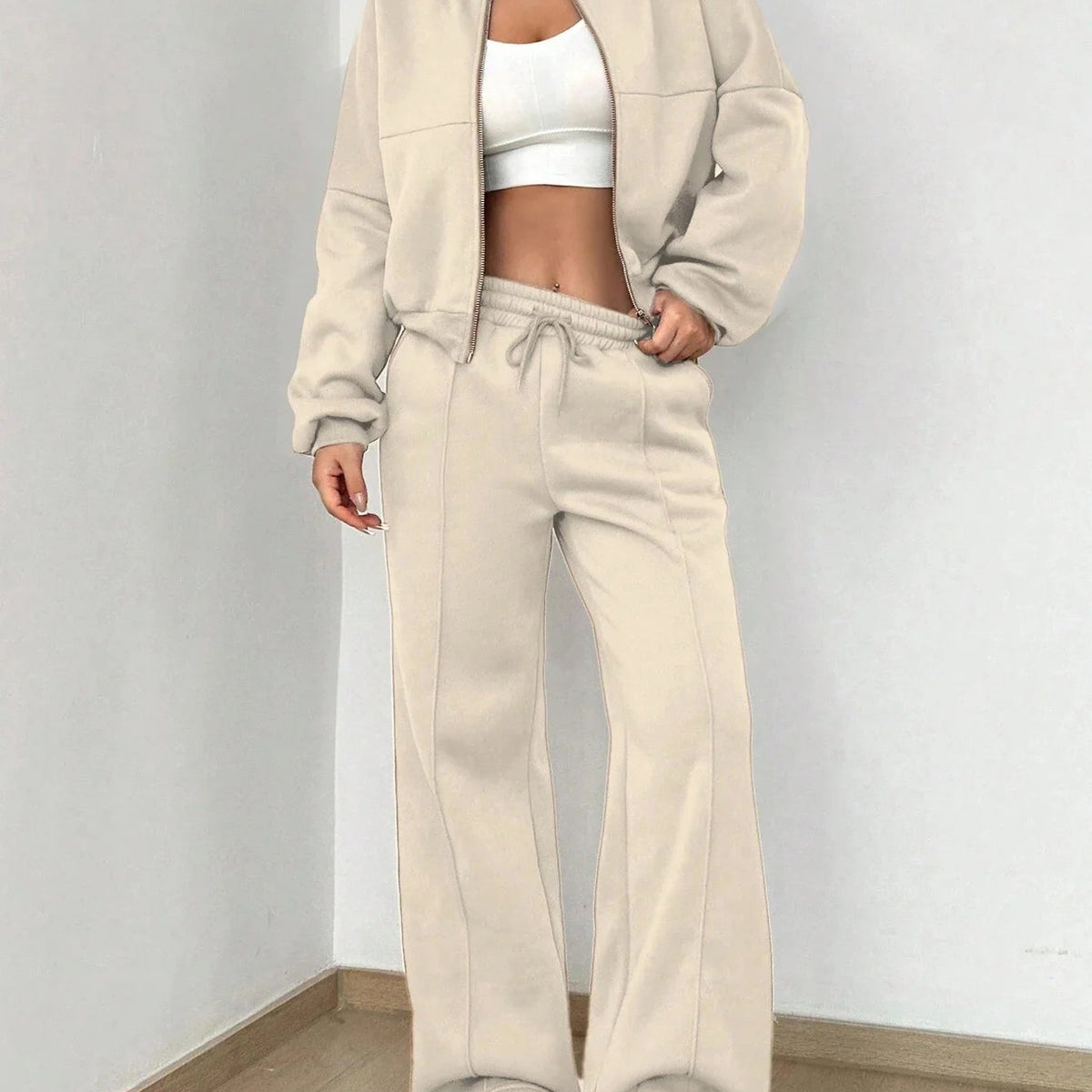 Ladies Polyester Suit Set: Slimming Two-Piece with Long Pants & Jacket 24 Hour Sport