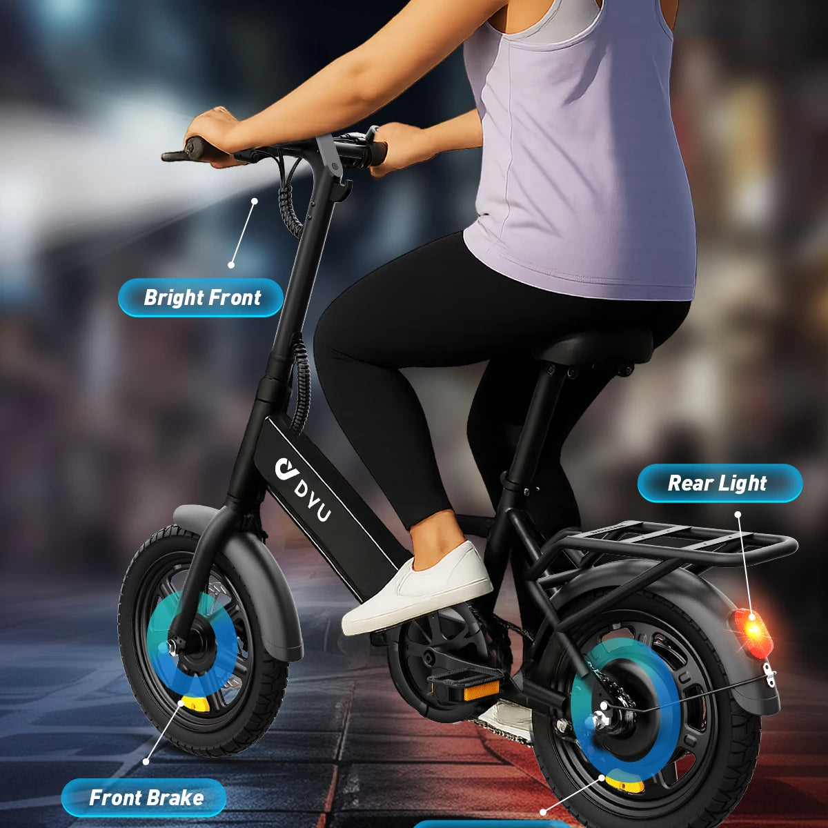 DYU C3 14" Folding Electric Bike | 500W Peak, 20mph City E-Bike