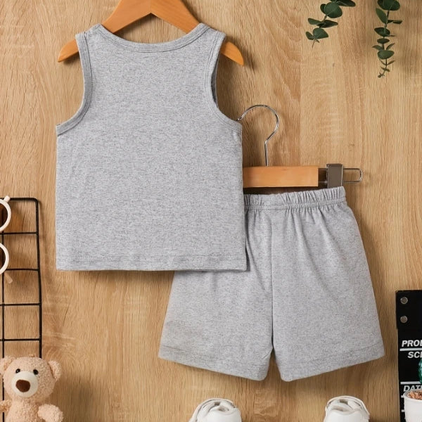 Toddler Boys' Round Neck Vest and Shorts Summer Outfit