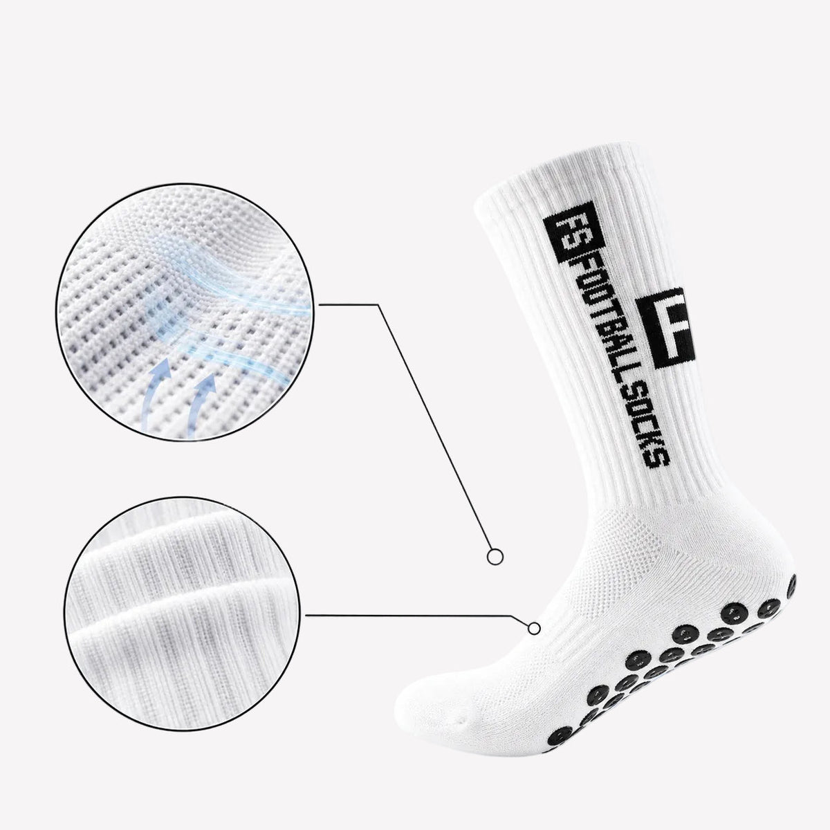 Non-Slip Breathable Mid-Calf Football Grip Socks - 4 Pack