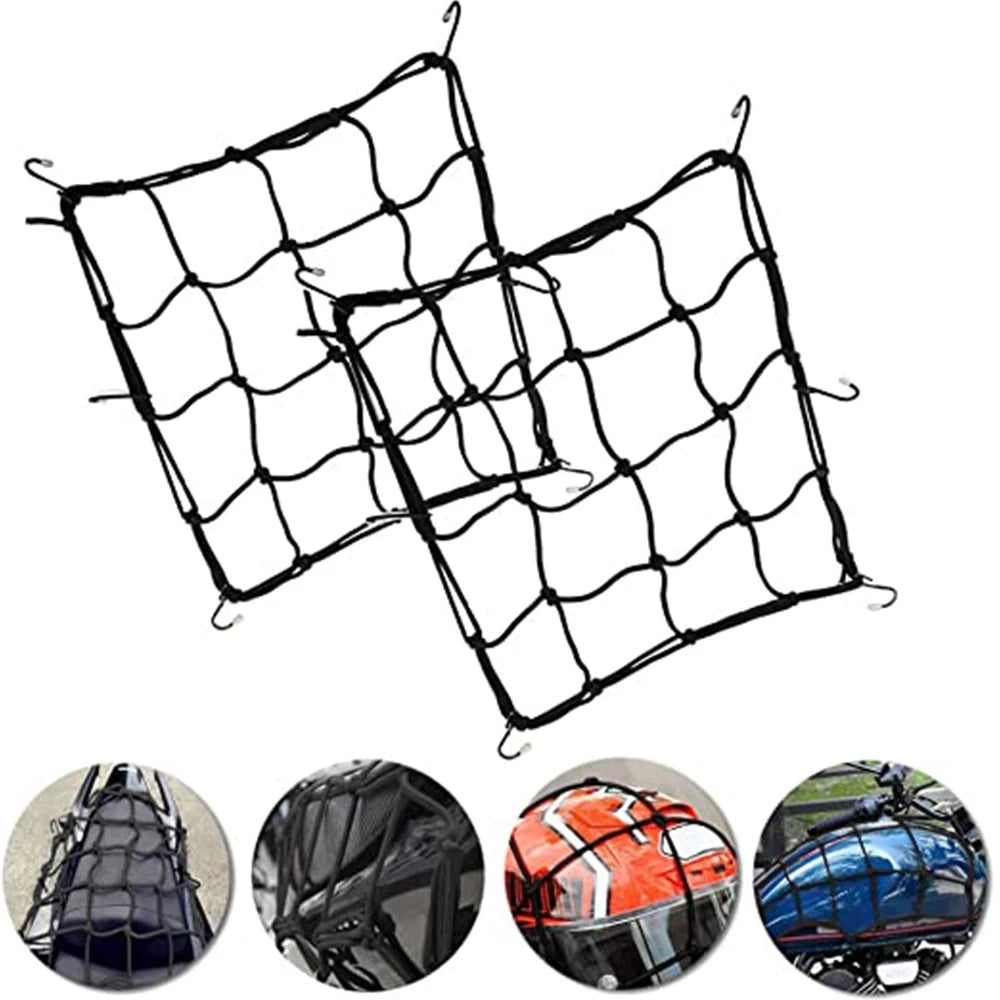 Elasticated Bungee Cargo Luggage Package Net with 6 Hooks for Rear Bicycle