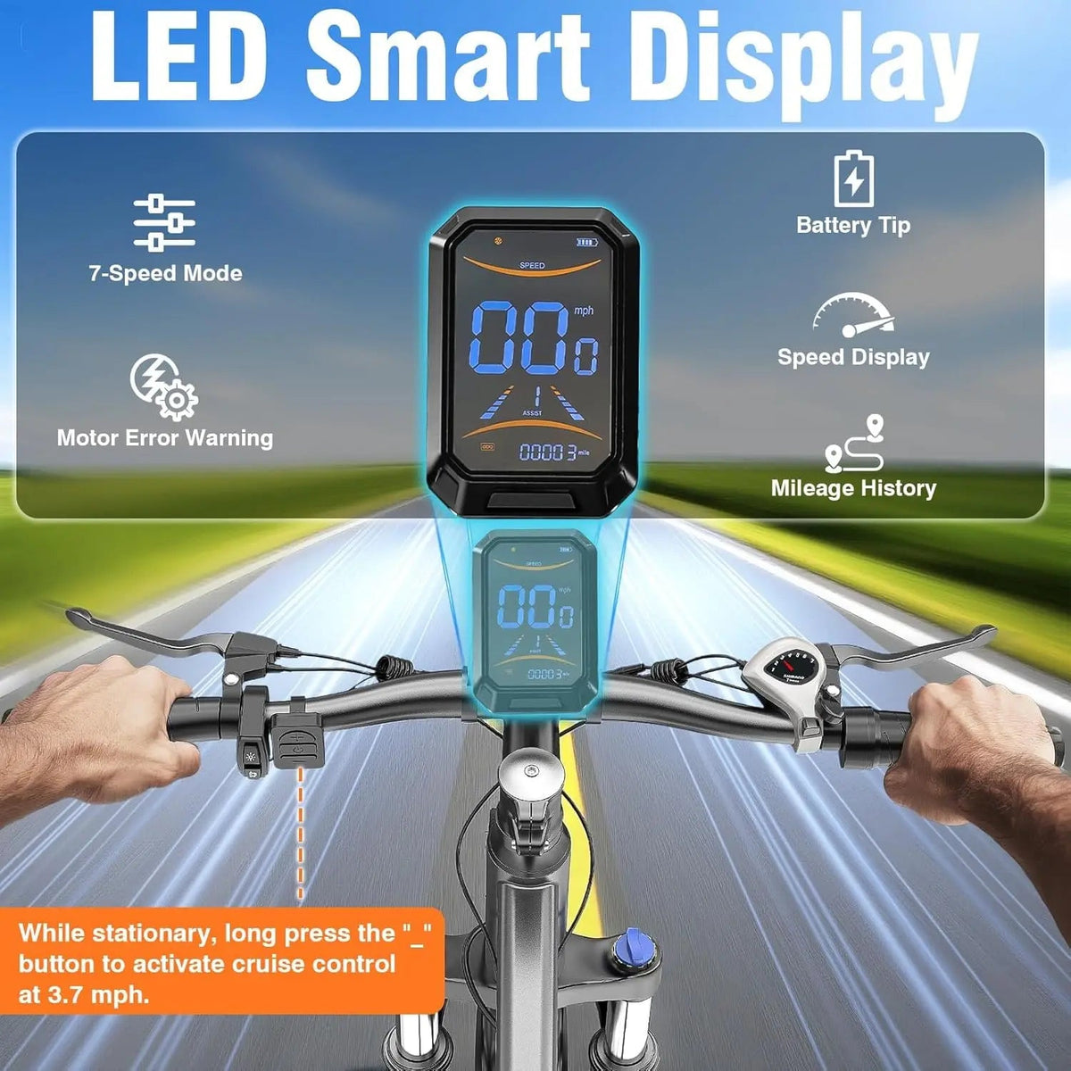 Heavy-Duty Foldable Electric Bike for Adults with 7-Shock Suspension, 500+ lbs Capacity, 740W Motor, 25MPH, 720Wh, Customized 24 Hour Sport