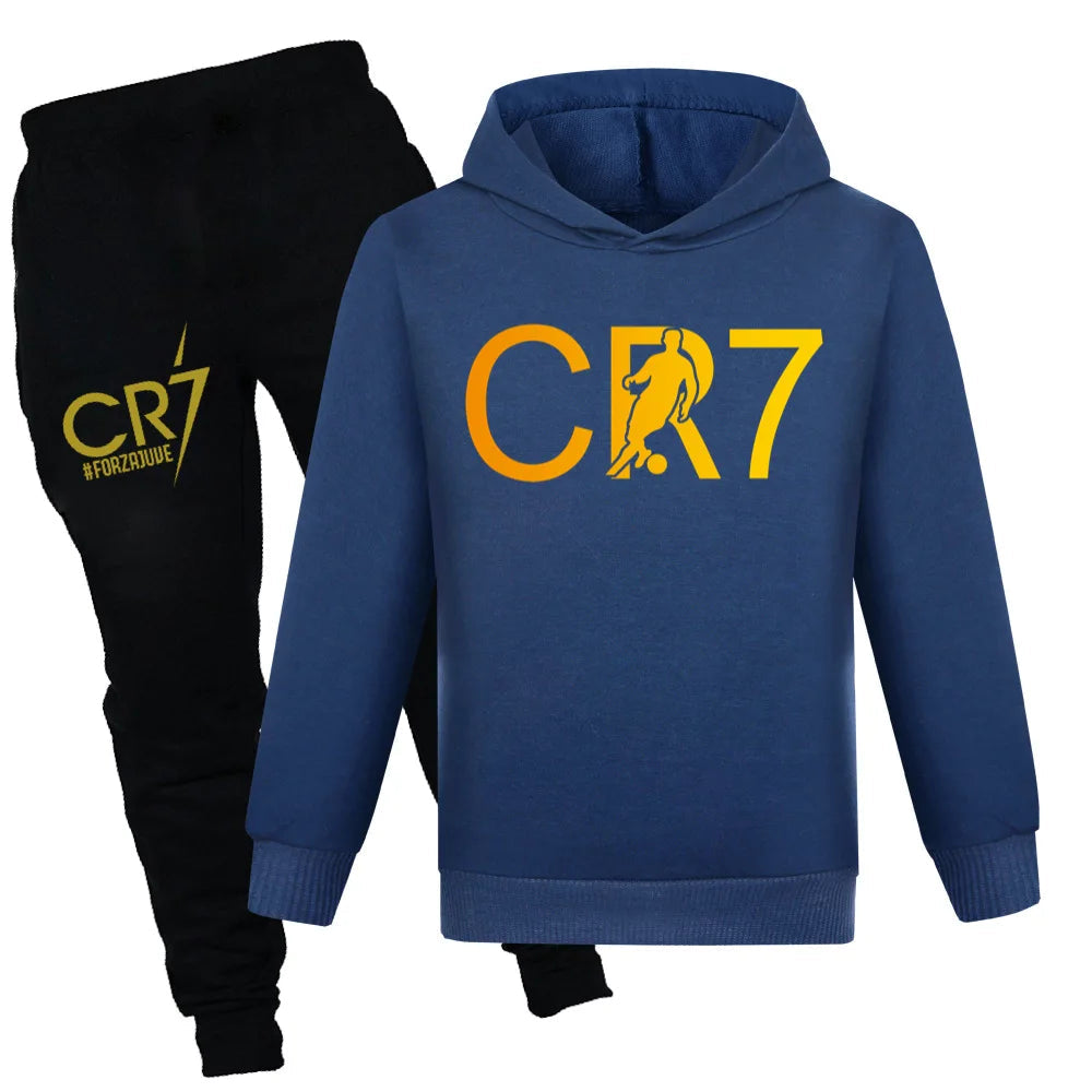 Kids CR7 Autumn Tracksuit Boys’ Football Hoodie & Joggers Set