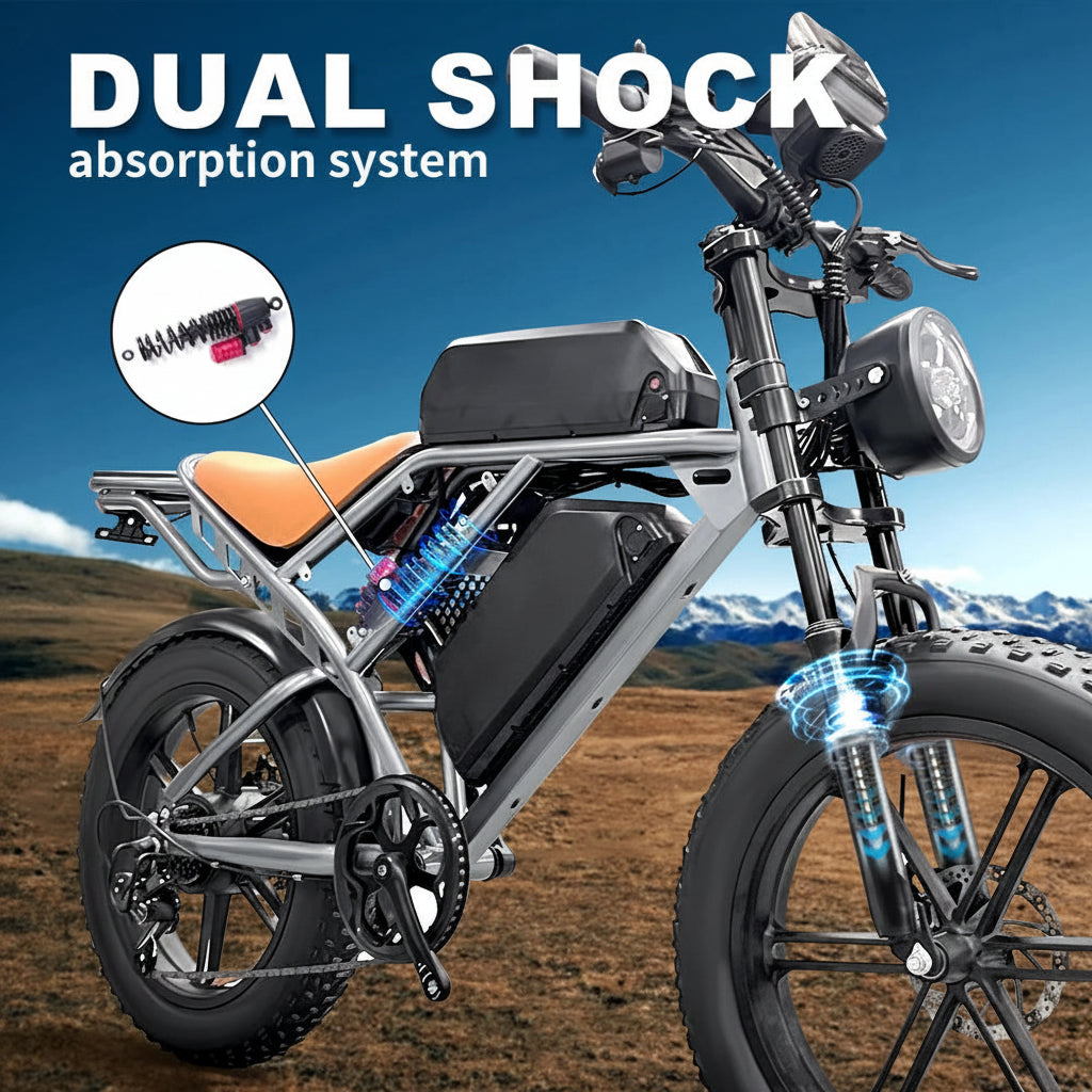 Dual Battery Fat Tire Electric Mountain Bike for Adults