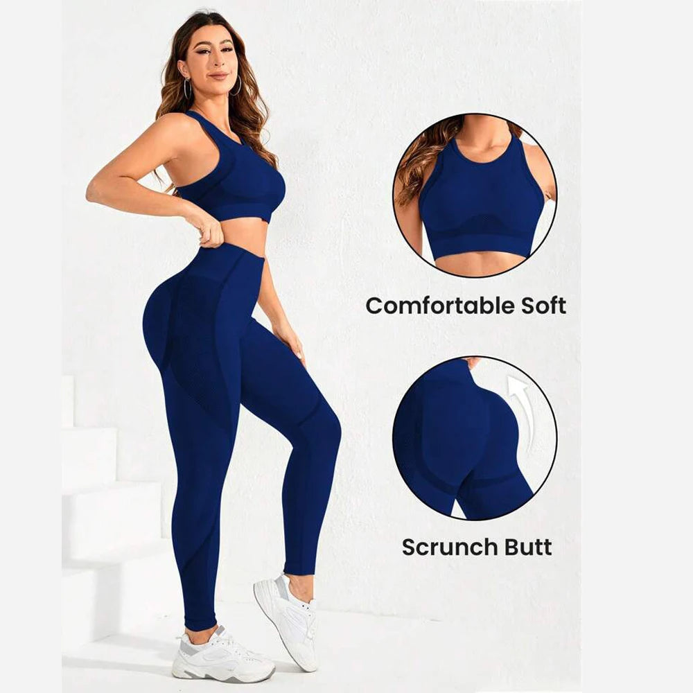 2-piece suit, women's yoga suit, beautiful back high waist trousers combination, seamless super elastic ideal gym clothing 24 Hour Sport
