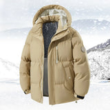 High Quality White Hooded Puffer Jacket Men Trend Solid Color Short Winter Padded Jackets Windproof Coat Thicken Warm Parkas Men - 24 Hour Sport