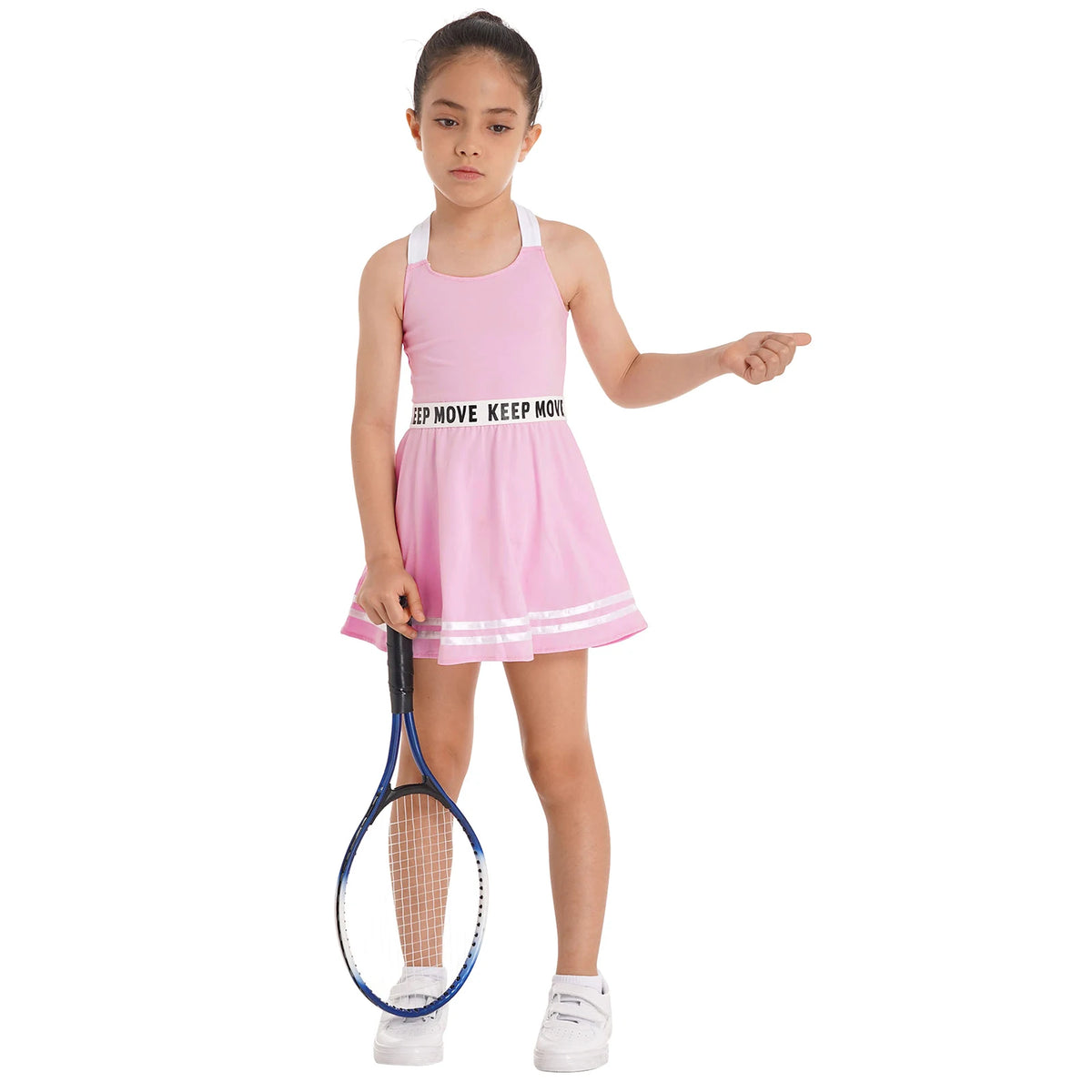 Girls' Sleeveless Tennis Dress with Shorts