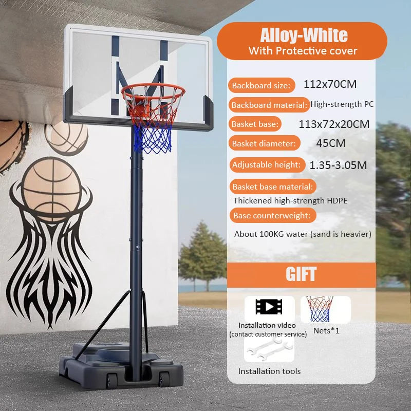 Adults Mobile Basketball Stand Kids Adjustable Basketball Hoop Indoor Outdoor Shooting Practice Basketballs Training Equipment24 Hour Sport