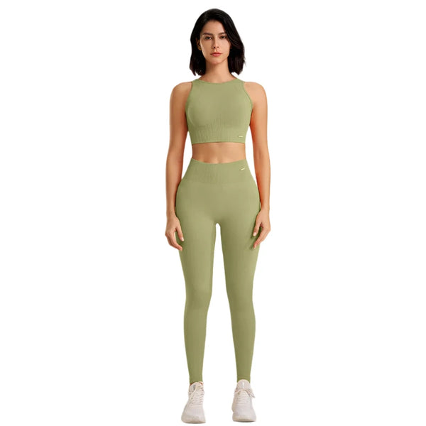 Women's High-Waisted Seamless Yoga Ensemble
