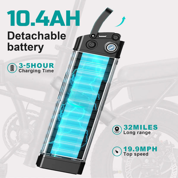 Folding Adult Electric Bike - 560W, 20 MPH, 48V Battery