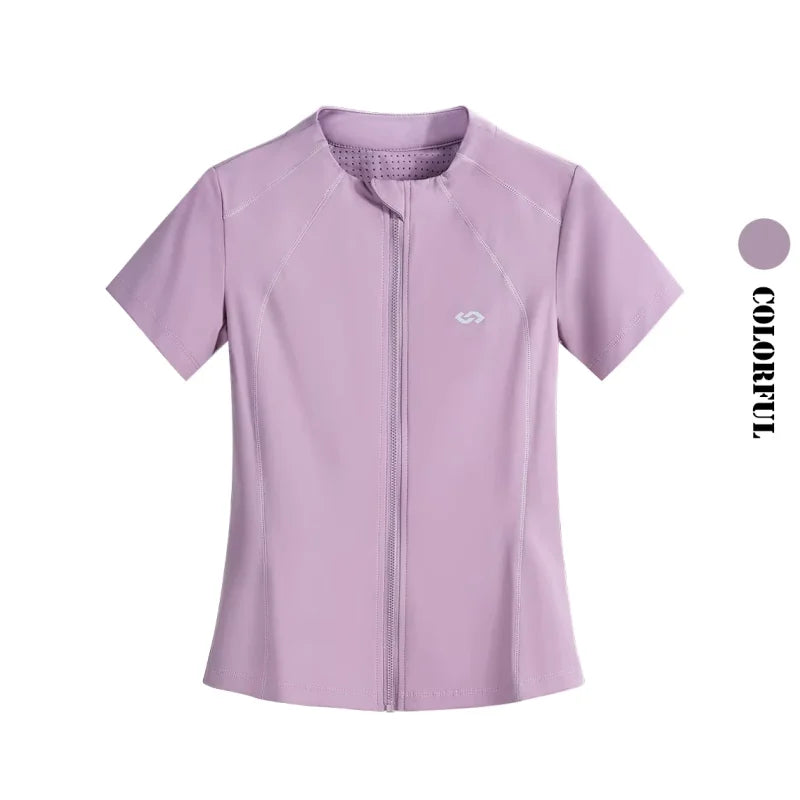 DRUR Short Sleeve Tracksuit Set for Women With Sport Jackets and Shorts with Pockets 2 Piece Running Gym Outfit Summer Yoga Suit 24 Hour Sport