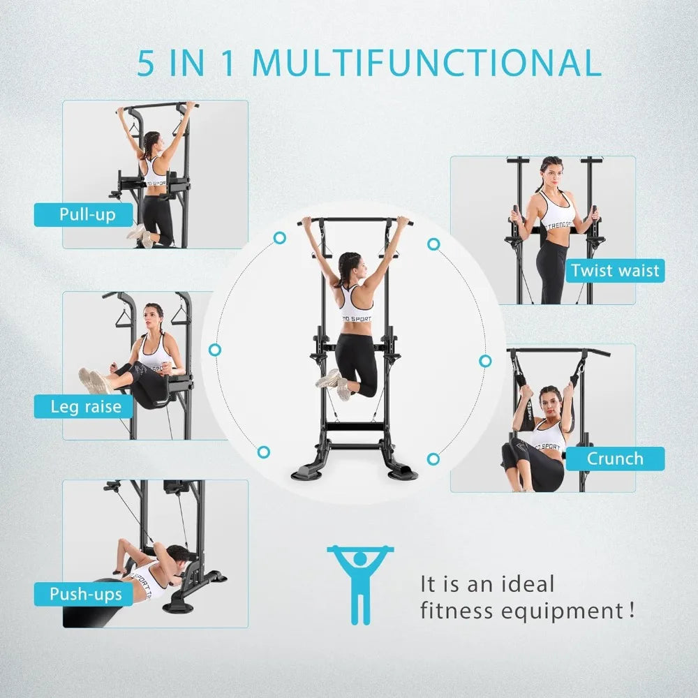 Adjustable Power Tower with Dip Station and Pull-Up Bar