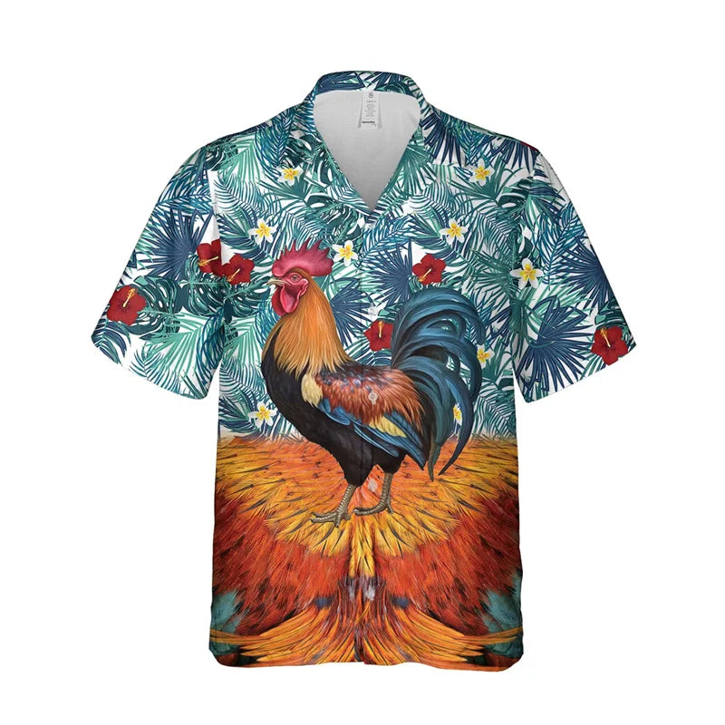 Men's Luxury Chicken Graphic Hawaiian Shirt Casual & Hip-Hop