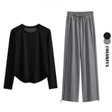 DRUR Women's Tracksuit With Long Sleeve Sports Tops and Sweatpants Casual Loose Yoga Sets Two Piece Sportswear Outfits For Gym 24 Hour Sport