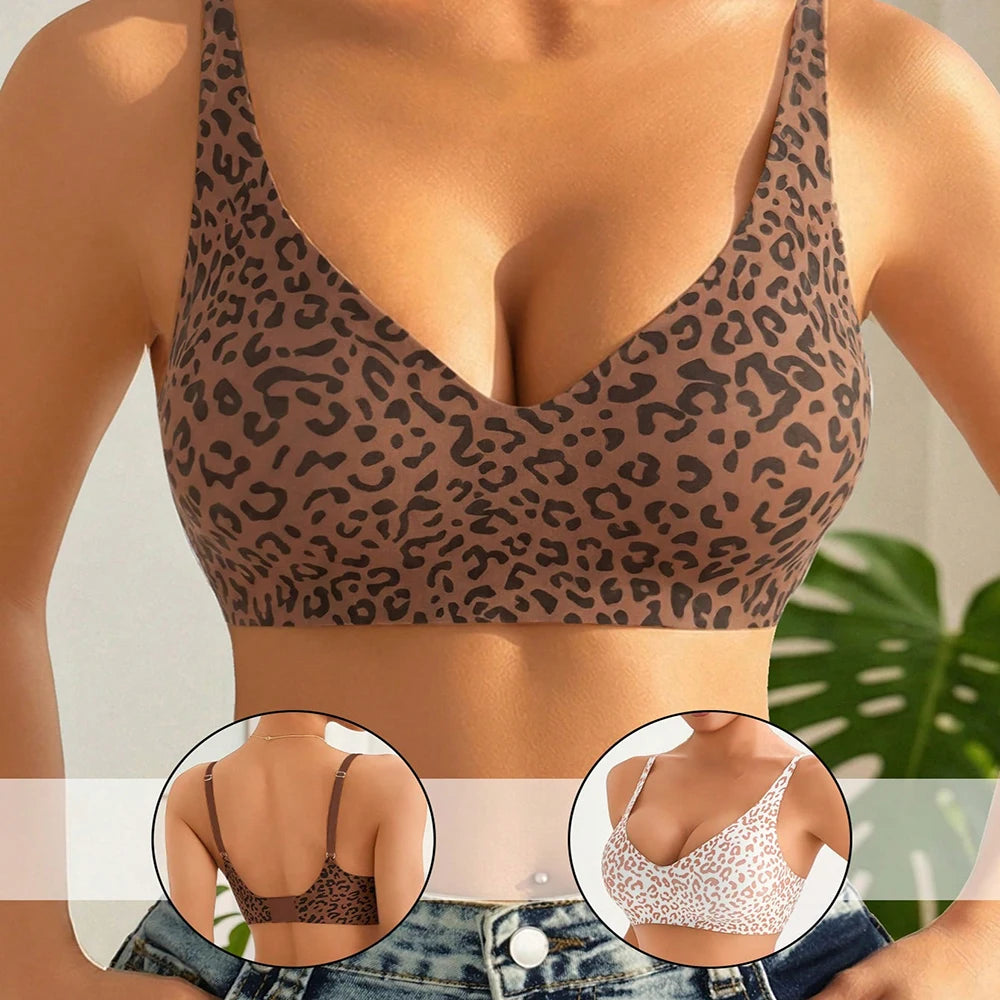 Women's Leopard Wireless Bralette: Full Coverage & Lift