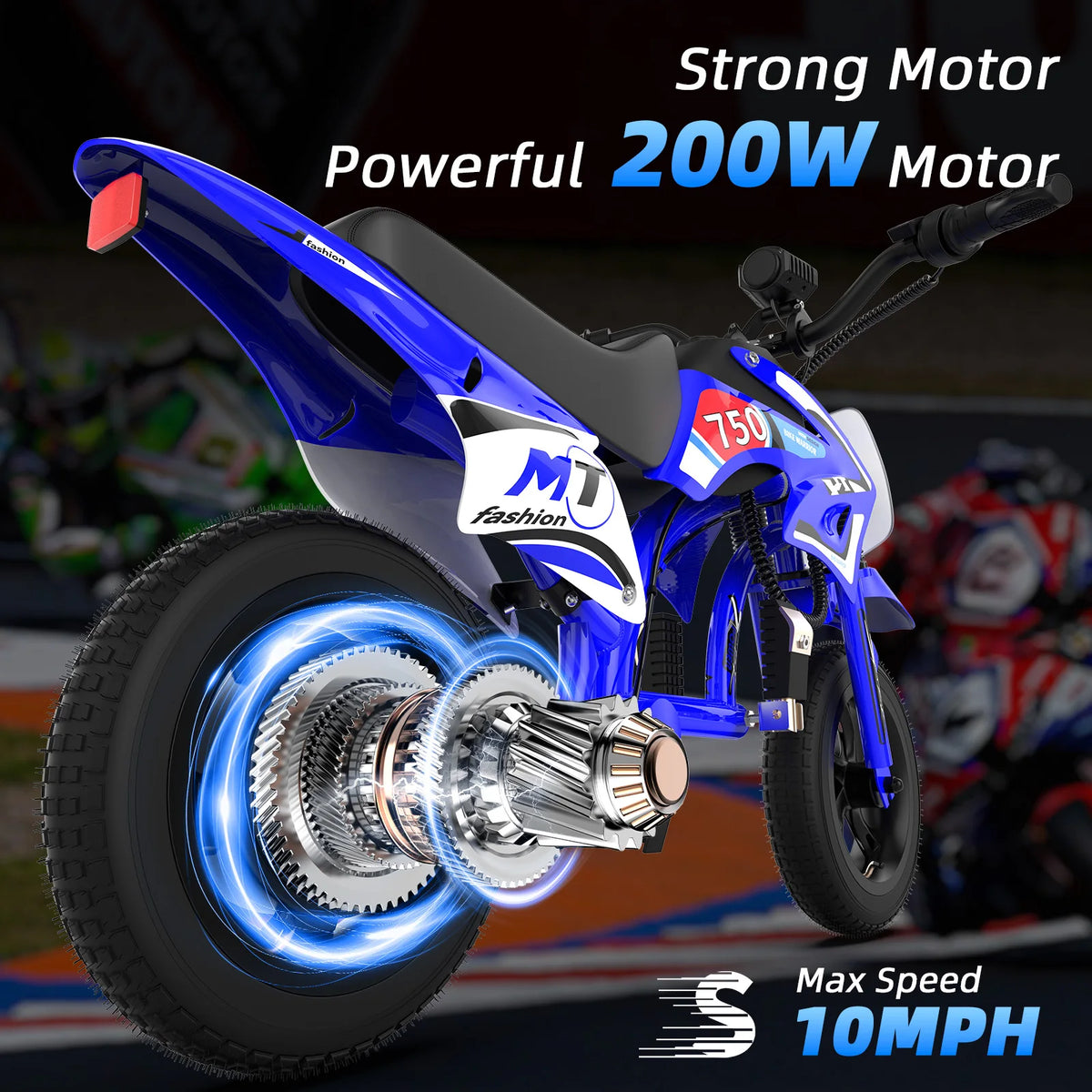 25V 200W Kids Electric Dirt Bike | 10 MPH & 3 Speed Modes