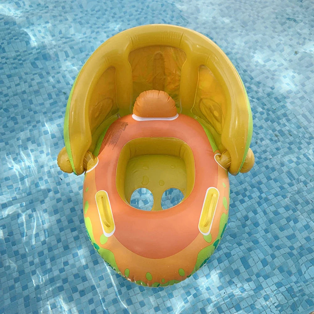 Safe and Sunny: Inflatable Baby Swim Seat with Sunshade