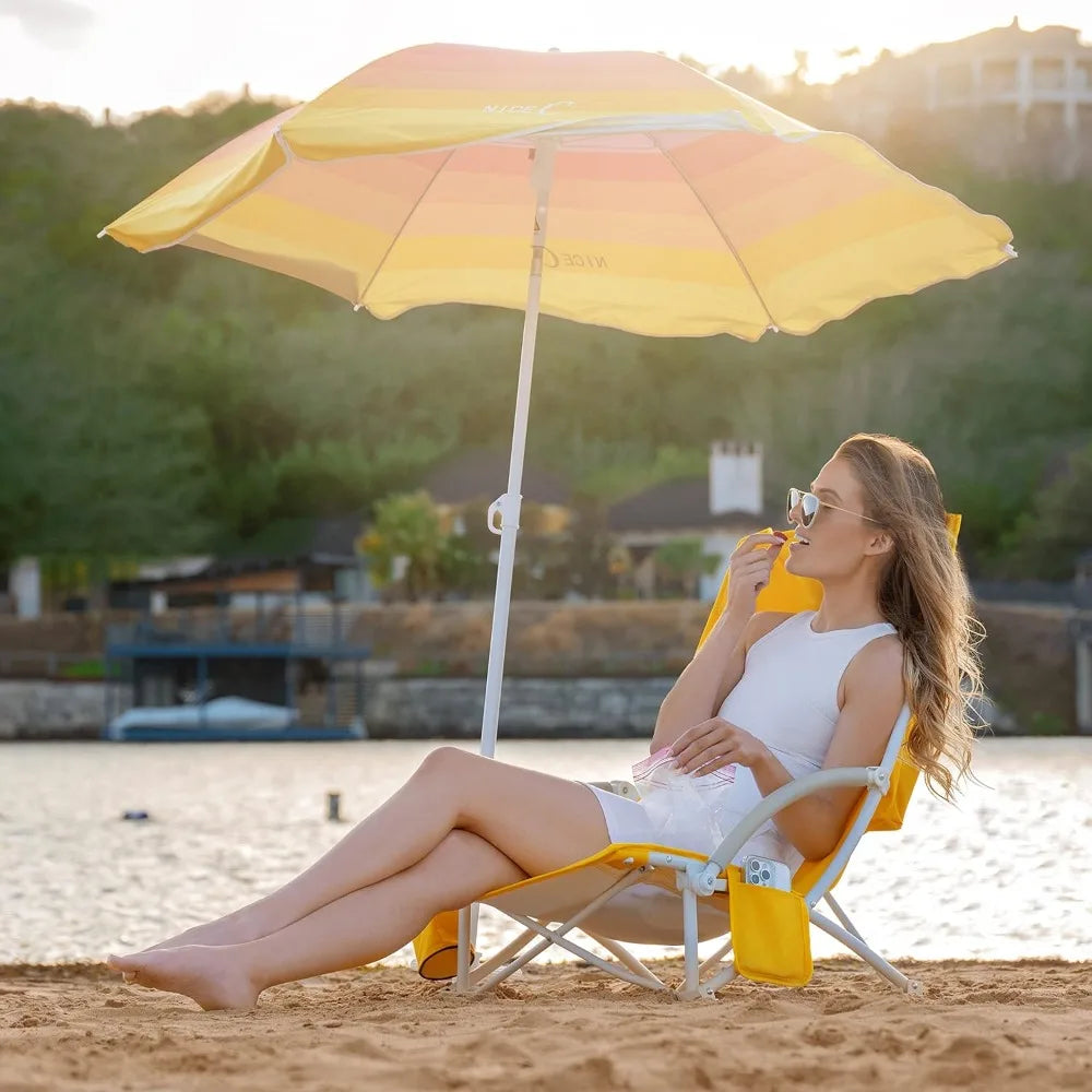 Portable Beach Chair with Umbrella and Cooler