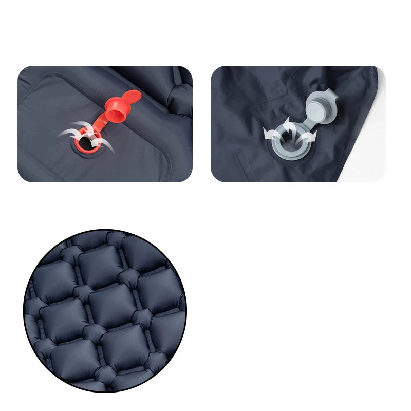Inflatable Camping Mattress with Headrest & Built-in Pump