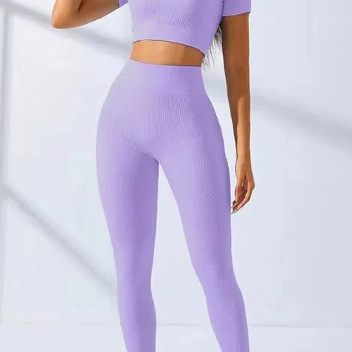 Yoga Set 2 Pieces Women Tracksuits Workout Sportswear Gym Clothing Fitness Short Sleeves Long Leggings Suits 24 Hour Sport
