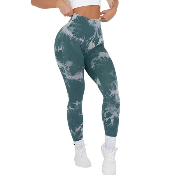 High-Waisted Seamless Leggings with Lightning Bolt Design
