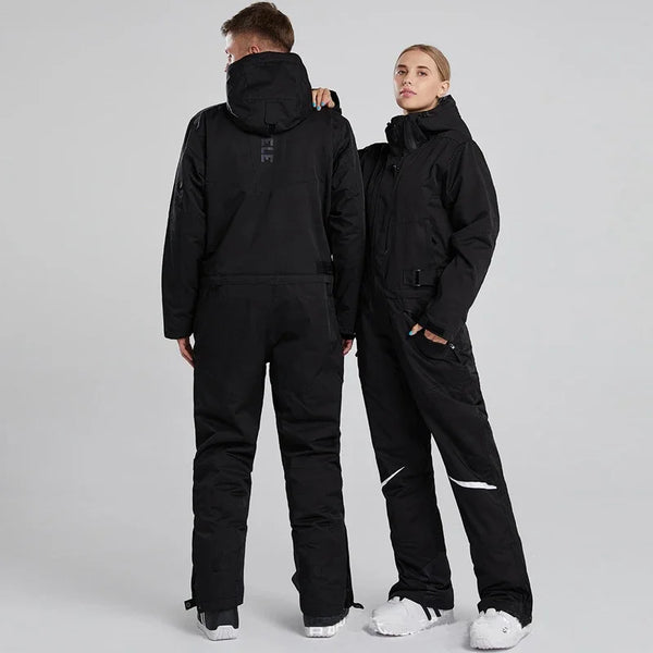 Waterproof One-Piece Snowsuit: Hooded Ski Jumpsuit for Snowboarding