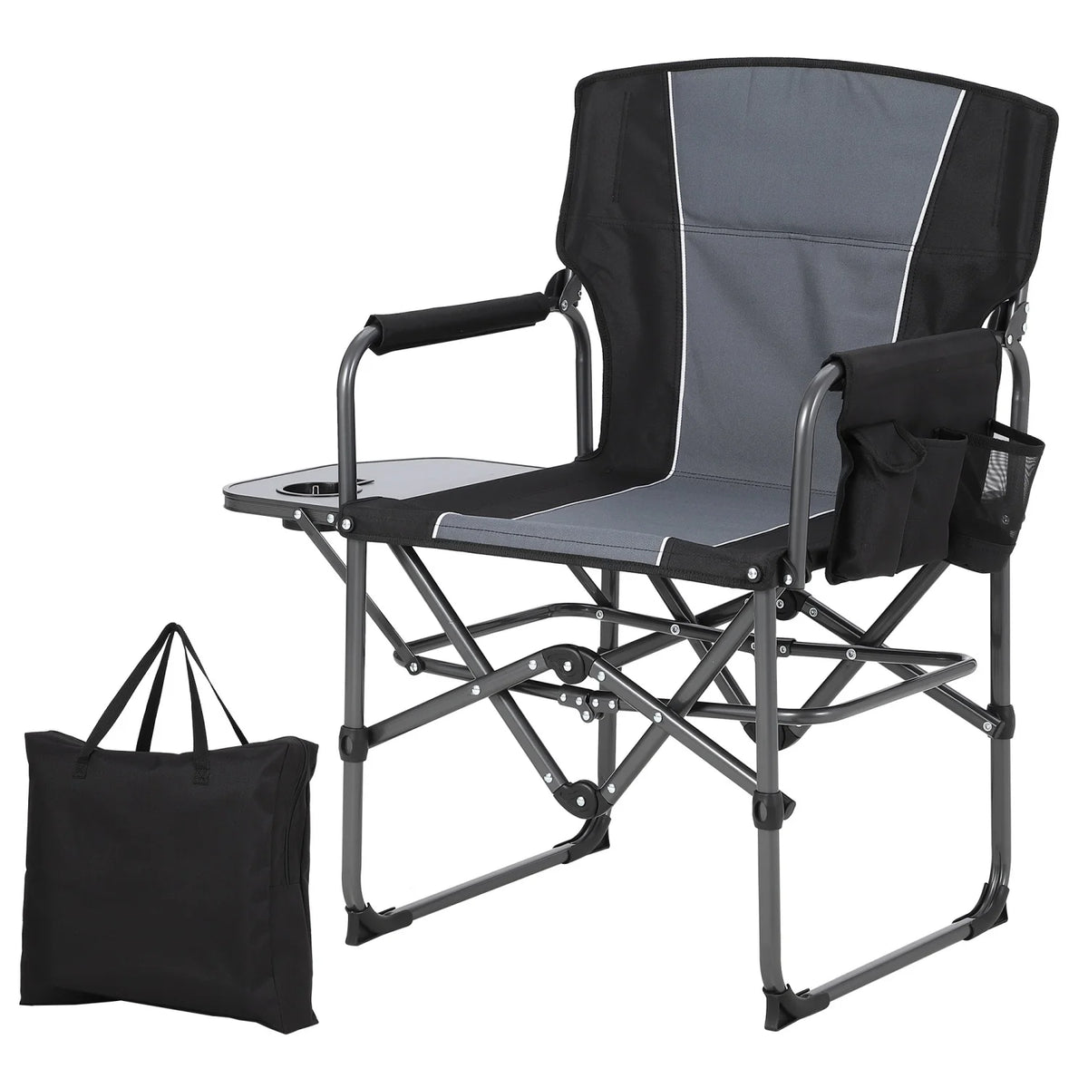 Heavy-Duty Portable Oversized Lawn Chair with Side Table & Cup Holder