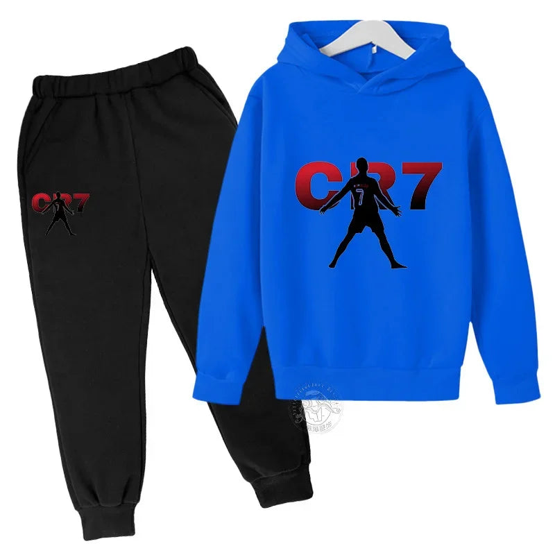Kids CR7 Football Sportswear: Hoodies & Sweatpants Set