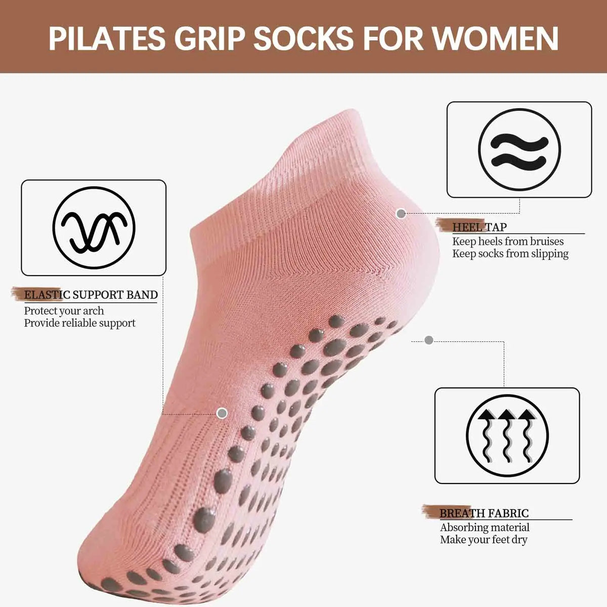 HA WA Women's Non-Slip Yoga Socks