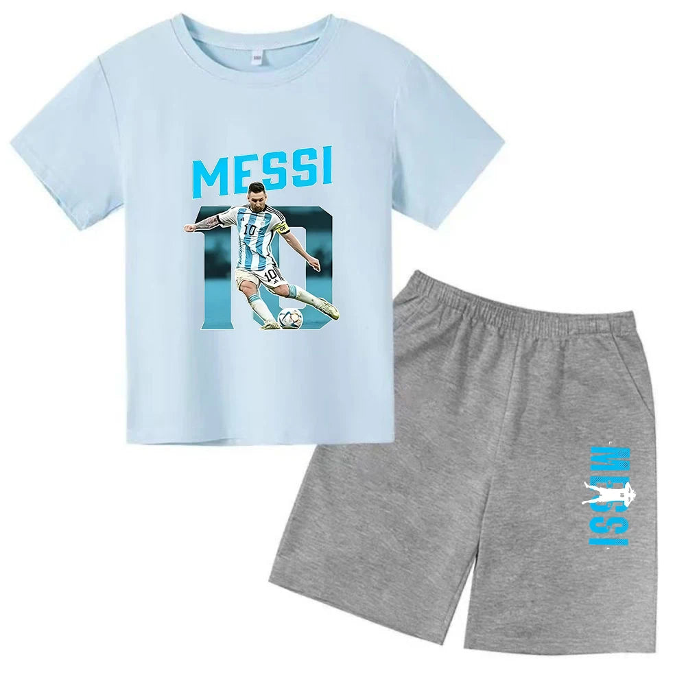 Kids' Messi Print Summer Set: Sporty T-Shirt & Shorts