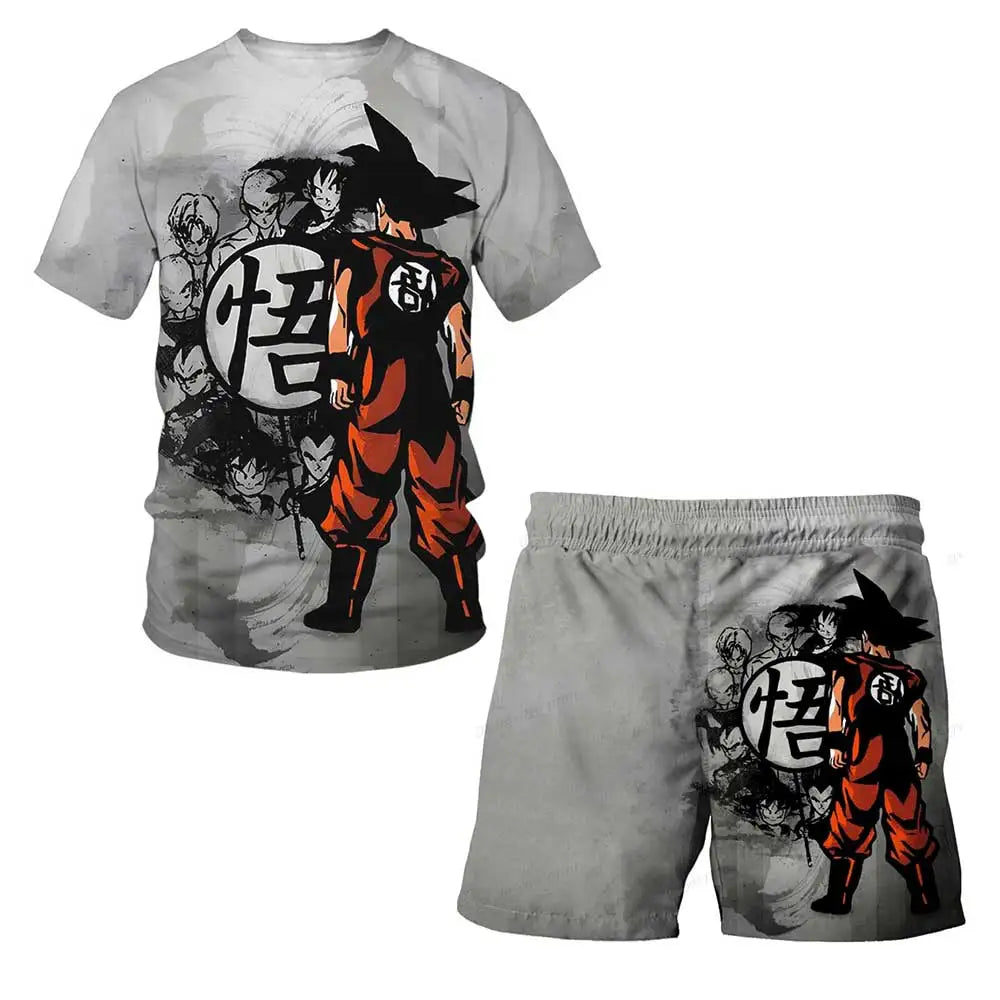 Dragon Ball Z 2-Piece Summer Set: Boys' T-Shirt & Beach Shorts