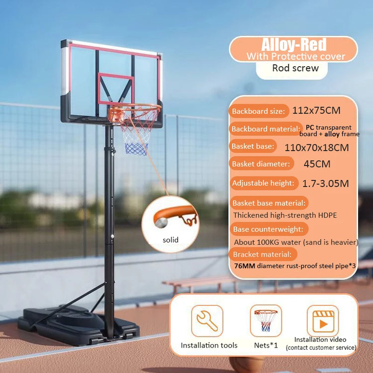 Adults Mobile Basketball Stand Kids Adjustable Basketball Hoop Indoor Outdoor Shooting Practice Basketballs Training Equipment24 Hour Sport