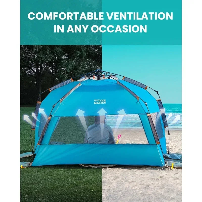 Easy-Set Up 4-Person Beach Tent with UV Protection