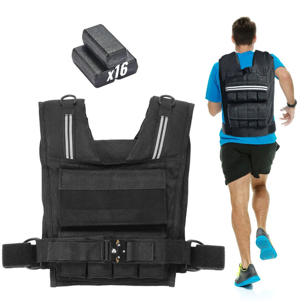 Adjustable Weighted Vest with Reflective Stripe & Iron Weights