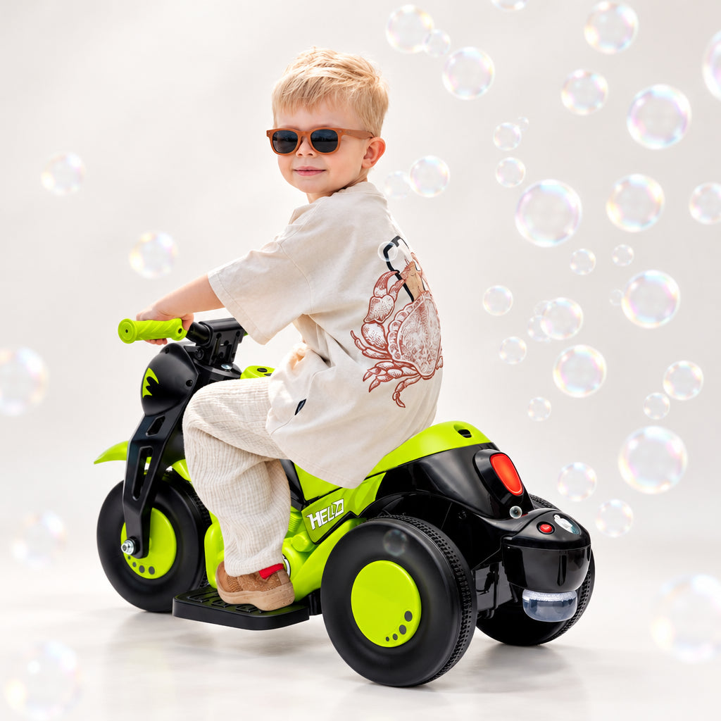 3-Wheel Electric Ride-On Toddler Motorbike with Bubbles & Lights