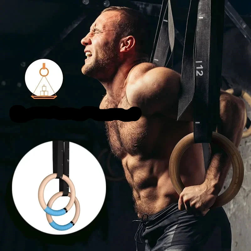 Premium Wood Gymnastics Rings for Home FitnessResistance Band24 Hour Sport