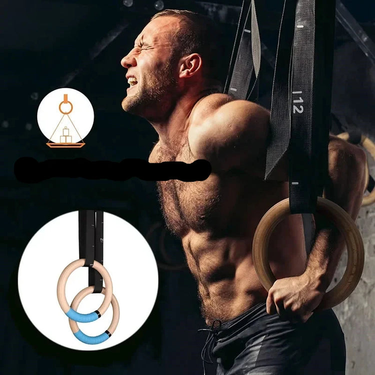 Premium Wood Gymnastics Rings for Home FitnessResistance Band24 Hour Sport