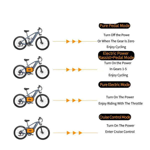 Electric Mountain Bike: Nathaniel, 48V, 27.5", Soft Tail Suspension