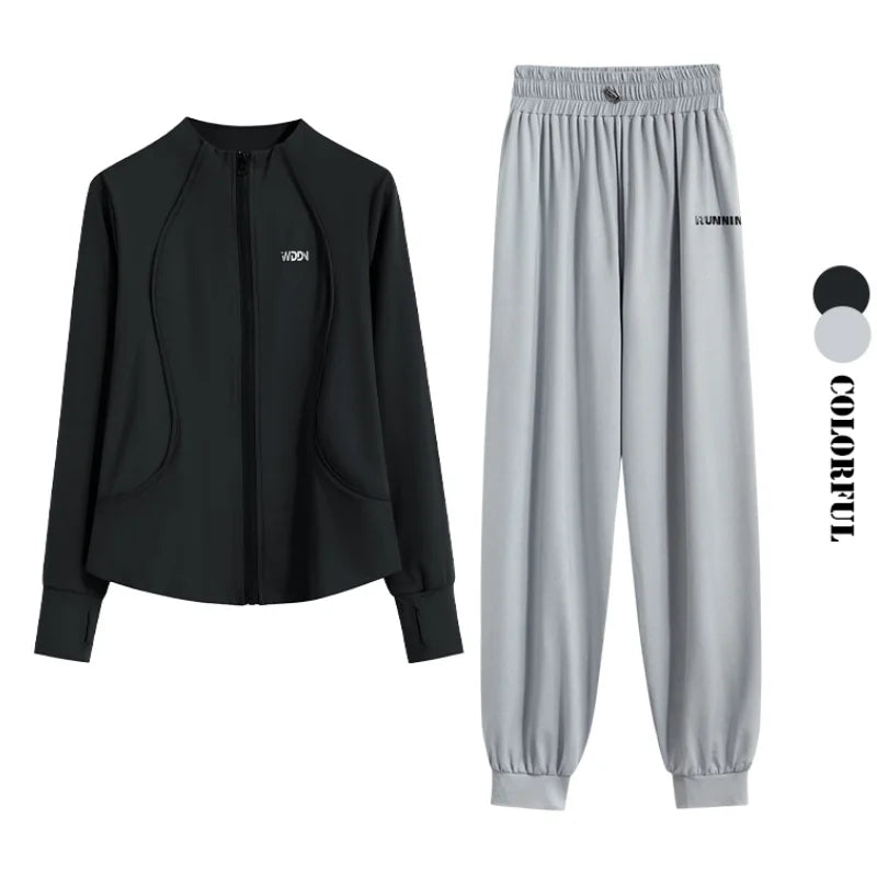 DRUR M-4XL Loose Fit Running Sets Women Quick Dry Sportswear Outfits 2 Piece Yoga Suit Gym Clothes Autumn Winter Tracksuit New 24 Hour Sport