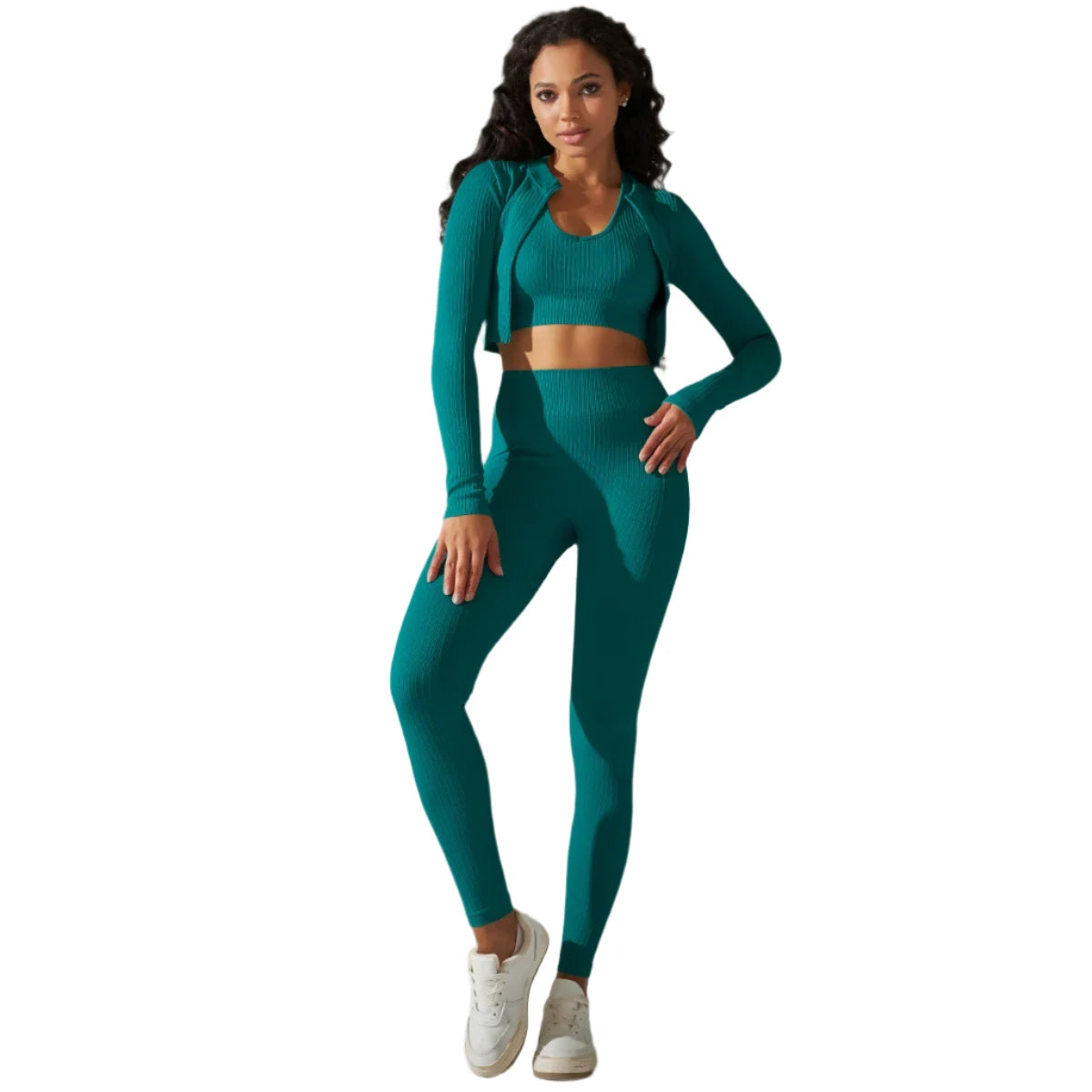 High-Waist, Long-Sleeve Yoga Suit
