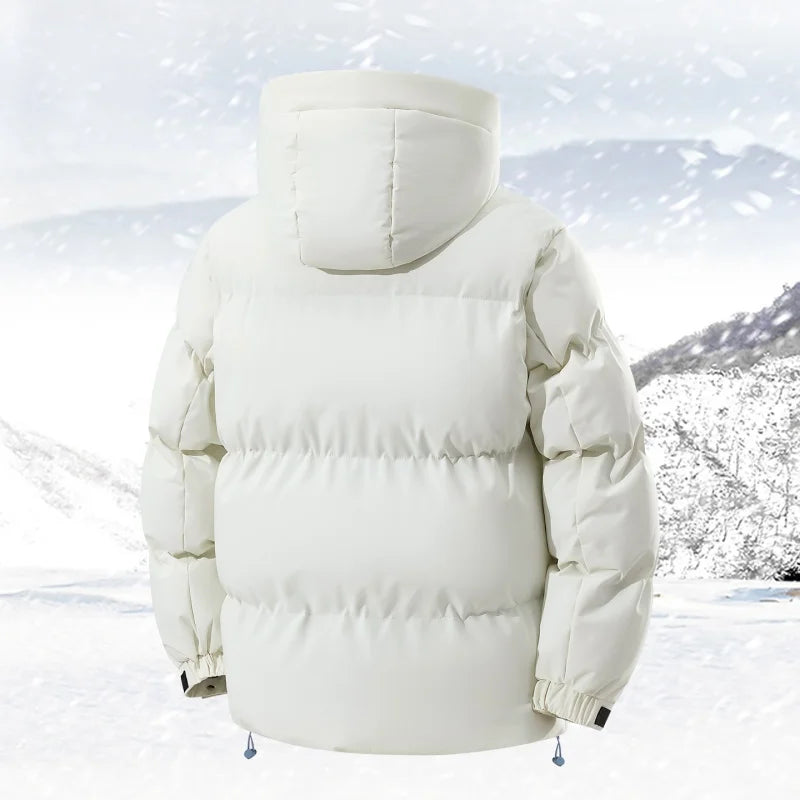 High Quality White Hooded Puffer Jacket Men Trend Solid Color Short Winter Padded Jackets Windproof Coat Thicken Warm Parkas Men - 24 Hour Sport