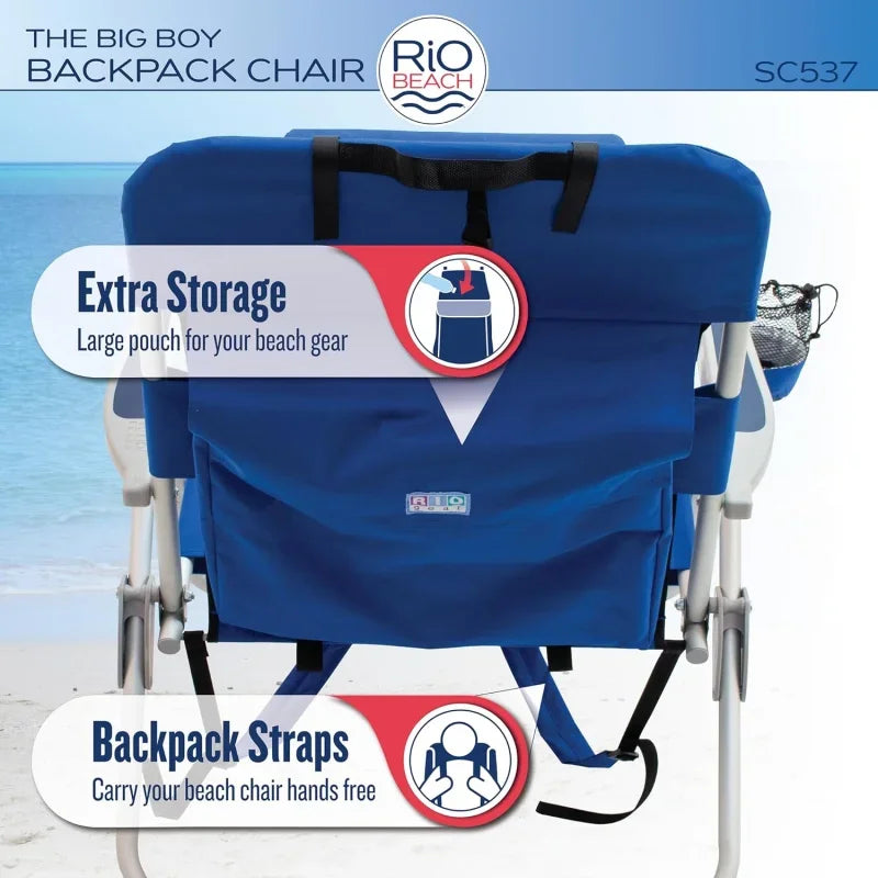 Portable 4-Position Beach and Camping Chair with Backpack