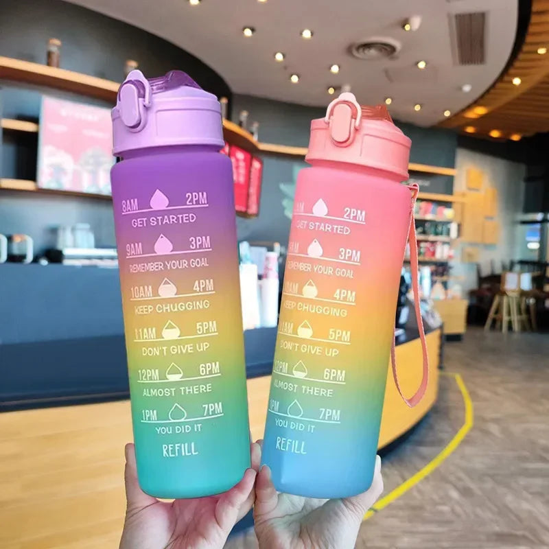 900ML Plastic Water Bottle for Adults, with Time Marker