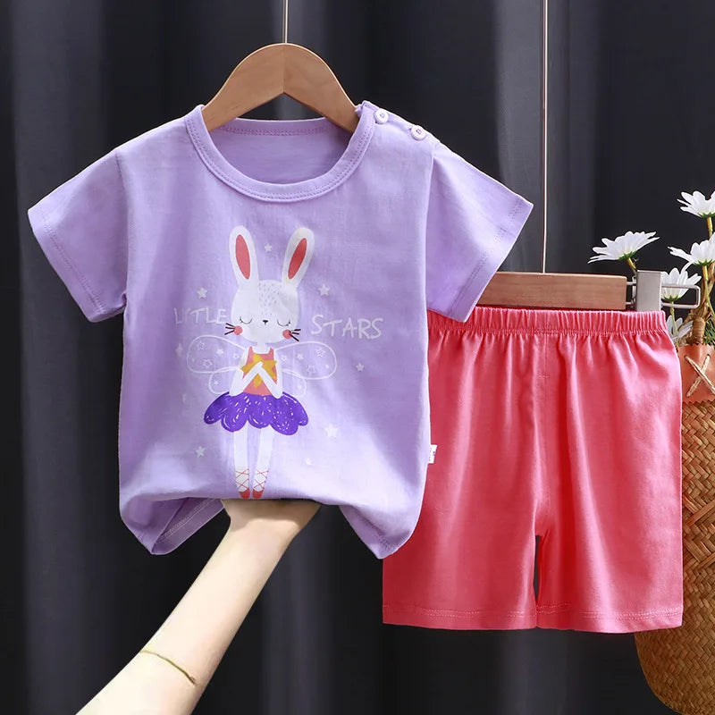 Kid's Summer Cotton Bear T-Shirt & Shorts 2-Piece Set