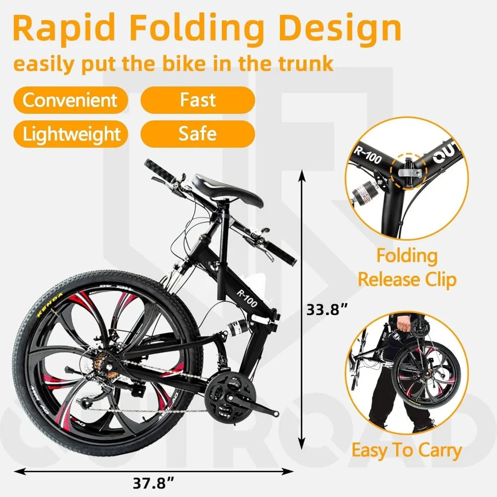 High-Carbon Steel Folding Bike with Dual Suspension