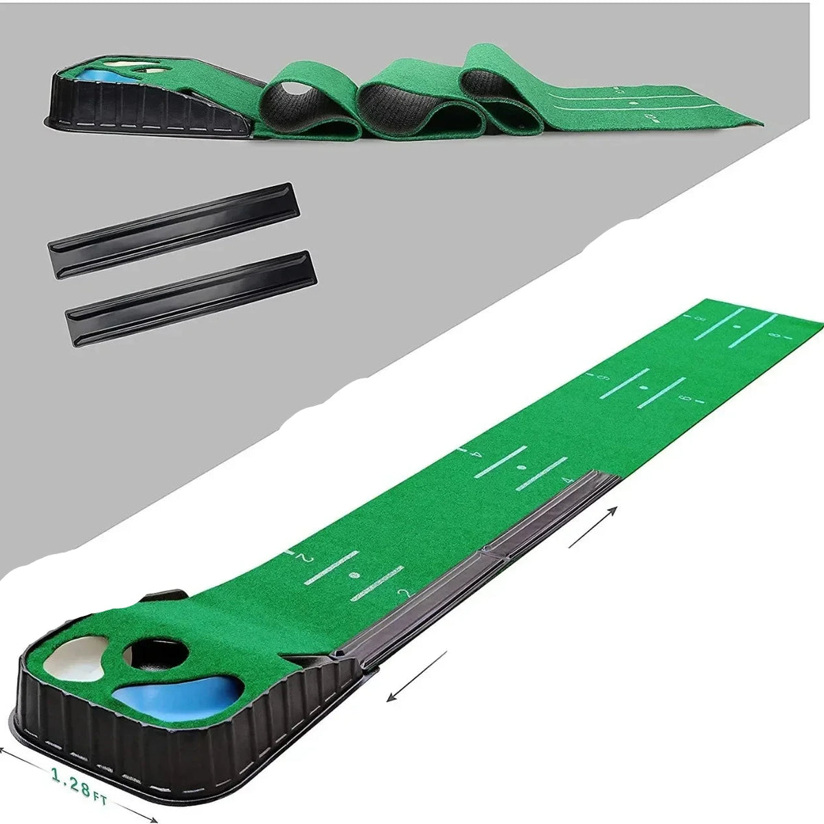 Indoor Golf Putting Mat, Putter Trainer, Green Carpet, Ball Return