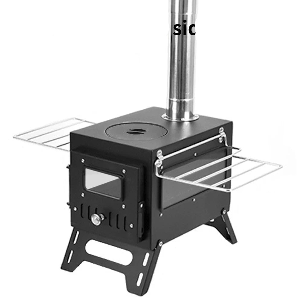 Stainless Steel Wood-Burning Camp Stove with Fire Window