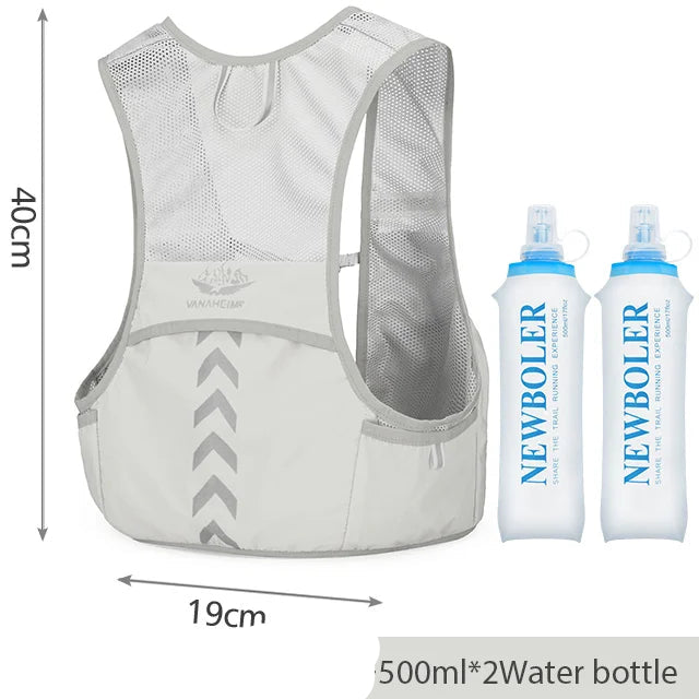 Running Hydration Backpack: 5L with 2L Water Bladder & 500ml Bottle