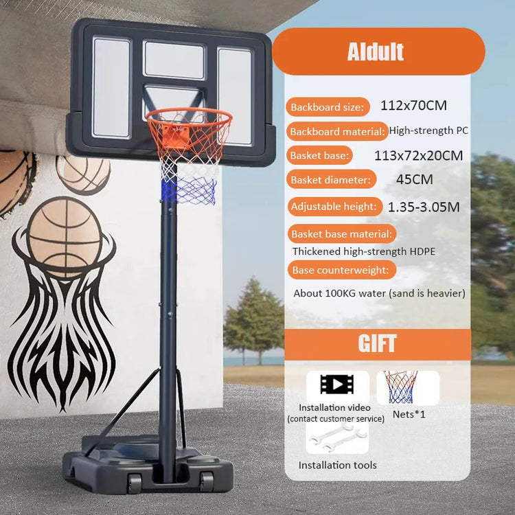 Adults Mobile Basketball Stand Kids Adjustable Basketball Hoop Indoor Outdoor Shooting Practice Basketballs Training Equipment24 Hour Sport